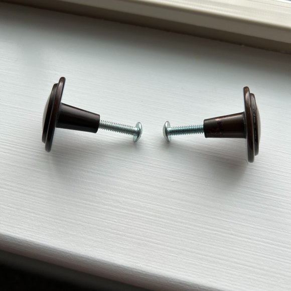 Door Cabinet Drawer Knobs Bronze Brown Metal Plastic 1 1/4" - Picture 3 of 8